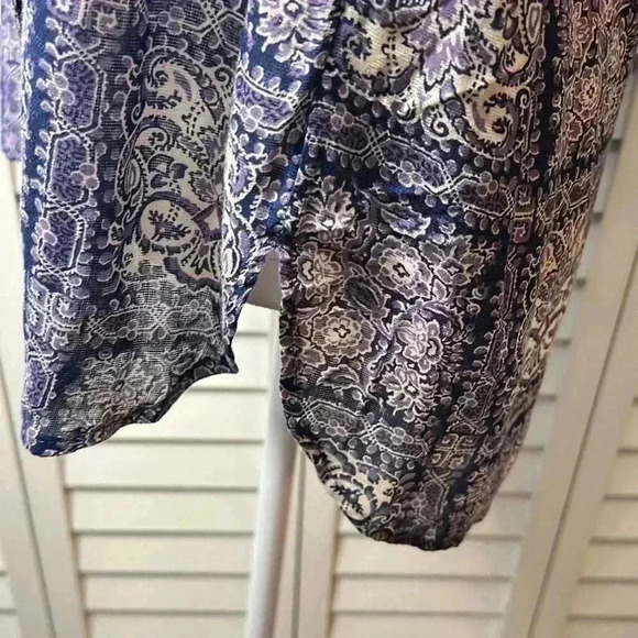 Anthropologie AKEMI + KIN Coconino 3/4 Sleeve Button Down Top Size M Blue Motif - Picture 8 of 11